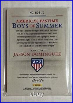2023 Panini Chronicles Boys Of Summer Jasson Dominguez 1/1 Auto New York Yankees