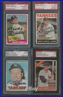 (23) Yankees Mickey Mantle Autograph Card Lot 1952 To 1969