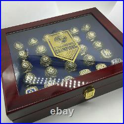 27pc New York Yankees World Series Championship Ring Set Wooden Display Box Gift