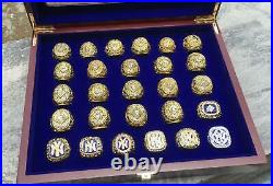 27pc New York Yankees World Series Championship Ring Set Wooden Display Box Gift