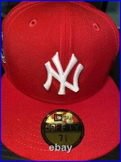 7 1/2 new york yankees red derek jeter grey bottom fitted hat