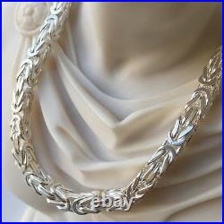 925 Sterling Silver MENS Box Byzantine King Chain Necklace 8mm 23,22Inch 210GR