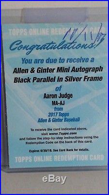 Aaron Judge 2017 Allen & Ginter Mini Auto Black Parallel Silver Frame Silver Ink