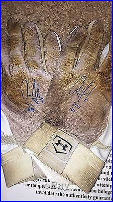 Aaron Judge Autographed And Inscribed 2014 Game Used Batting Gloves! COA