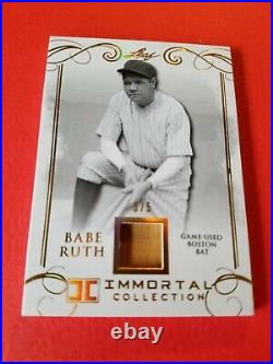 BABE RUTH GAME USED BAT CARD #d3/5 1 OF 1 LEAF IMMORTAL GOLD #BB08 YANKEES SOX