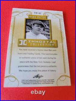 BABE RUTH GAME USED BAT CARD #d5/5 LEAF IMMORTAL COLLECTION #42 NEW YORK YANKEES