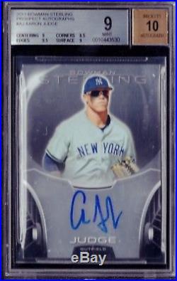 BGS 9 with9.5 AUTO 10 AARON JUDGE 2013 Bowman Sterling Prospects Autograph RC MINT