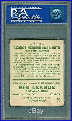 Babe Ruth 1933 Goudey #144 PSA 2 The Great Bambino Very Nice Eye Appeal