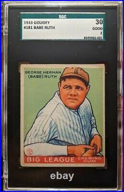 Babe Ruth 1933 Goudey #181 Vintage Classic Yankees Baseball Card PSA 2 GOOD