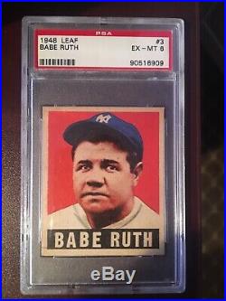 Babe Ruth 1948 Leaf #3 Vintage Baseball Card New York Yankees Graded PSA 6 MT