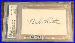 Babe Ruth Auto Signed Slabbed PSA Cut Index Card Yankees