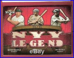 Babe Ruth Lou Gehrig Mickey Mantle 3 Game Used Jersey Card Topps Threads Yankees