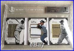 Babe Ruth Mantle Lou Gehrig Jumbo Jersey BGS9 National Treasures Relic 1of2 Made