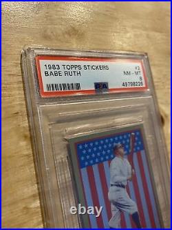 Babe Ruth PSA 8 Vintage Topps Collector Card Sticker Bambino New York Yankees