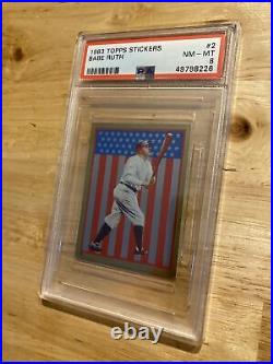 Babe Ruth PSA 8 Vintage Topps Collector Card Sticker Bambino New York Yankees