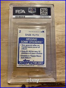 Babe Ruth PSA 8 Vintage Topps Collector Card Sticker Bambino New York Yankees