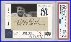 Babe Ruth Psa 10 2001 Ud Legends Of Ny Cut Signature Auto Autograph Yankees Hof