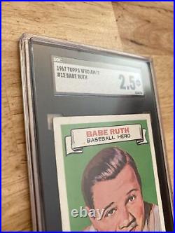 Babe Ruth SGC 2.5 Topps Antique 1967 Bambino New York Yankees Vintage GORGEOUS