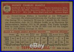 CENTERED 1952 Topps Hi #311 Mickey Mantle New York Yankees HOF RC SGC 7 NM WOW