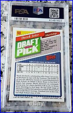 DEREK JETER 1993 Topps SP GOLD Rookie Card RC PSA 9 MINT RARE NY Yankees HOF
