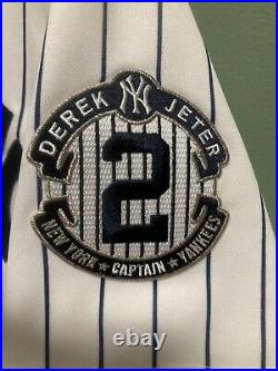 DEREK JETER #2 New York Yankees Shoulder Patch Majestic Jersey Sz Small