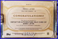 DEREK JETER #4/5 2018 TOPPS DEFINITIVE PATCH AUTO AUTOGRAPH GAME USED Yankees