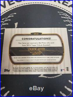 Derek Jeter 1/1 Game Used Bat Barrel Relic NAME PLATE Yankees 2014 Topps Tribute