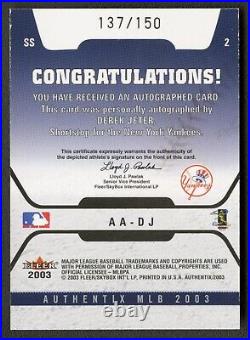 Derek Jeter 2003 Fleer Authentix 2nd Row New York Yankees Auto Autograph /150