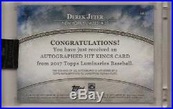 Derek Jeter 3/5 On Card Autograph Auto Hit Kings Yankees 2017 Luminaries