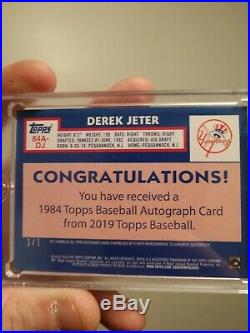 Derek Jeter Auto platinum 1/1 2019 Topps Series 1 1984 Parallel
