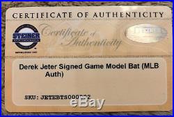 Derek Jeter Autographed Game Model Bat Steiner Sports & MLB Authenticated