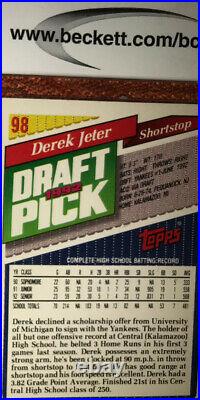Derek Jeter Topps 1993 Draft Pick Rookie Card Beckett 10 HOF #98