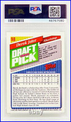 Derek Jeter (Yankees) 1993 Topps Gold #98 RC Rookie Card -PSA 9 MINT (New Label)