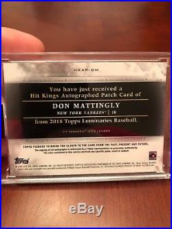 Don Mattingly 1/1 Patch Auto From 2018 Topps Luminaries donnie baseball