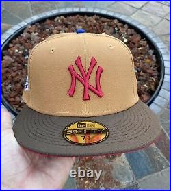 Exclusive New Era New York Yankees Fitted Hat MLB Club Size 7 1/4 2tone Brown