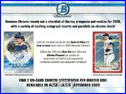 IN STOCK 2020 Bowman Chrome Baseball Factory Sealed Hobby Box 12 Packs 2 AUTOS