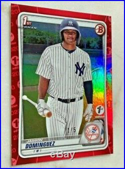 Jasson Dominguez Bowman First 1st Edition Red Foil No. 1 / 5 Yankees 2020