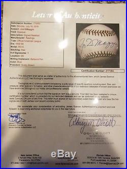 Joe DiMaggio Autographed AL Baseball Bobby Brown JSA Authenticated Letter