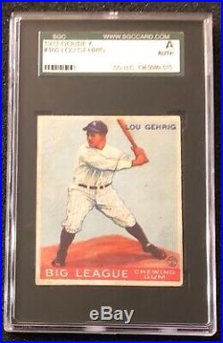 Lou Gehrig 1933 Goudey #160 SGC Authentic RC Rookie a candidate for PSA or BVG