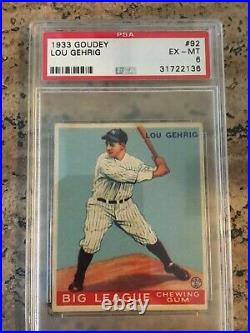 Lou Gehrig 1933 Goudey #92 Ex-mt Psa 6 New York Yankees