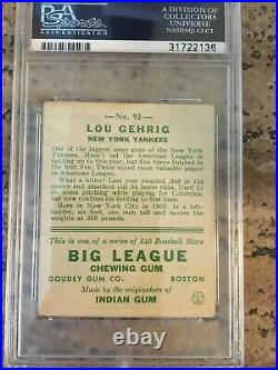 Lou Gehrig 1933 Goudey #92 Ex-mt Psa 6 New York Yankees