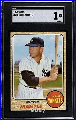 MICKEY MANTLE 1968 Topps #280 SGC 1 Baseball Card HOF New York Yankees Graded