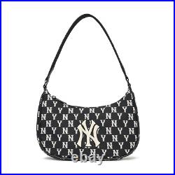 MLB Monogram Jacquard New York Yankees Hobo Bag Hand Bag NY Shoulder Bag Black