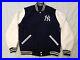 Men's New York Yankees Majestic Varsity Jacket Leather 2XL white navy blue