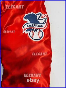 Men's New York Yankees Red Satin Full Snap Varsity Baseball Jacket