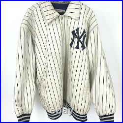 Men's Vintage Jeff Hamilton New York Yankees White Pinstripe Leather Jacket 4XL