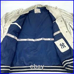 Men's Vintage Jeff Hamilton New York Yankees White Pinstripe Leather Jacket 4XL