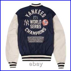 Men's Women New Era New York Yankees Navy Bomber Full-Zip Satin Varsity Jacket
