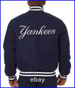 Men's Women New York Yankees NY Embroidered Blue Wool Varsity Bomber Men Jacket