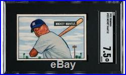 Mickey Mantle 1951 Bowman RC High Grade Rookie SGC 7.5! Centered & Clean